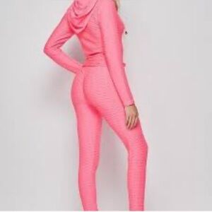 Love Star pink scrunch butt legging & hooded zipper jacket set